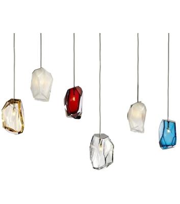 China Unique Crystal Rock Lasvit Adjustable Pendant Lights Interior Design Amber Gold for sale