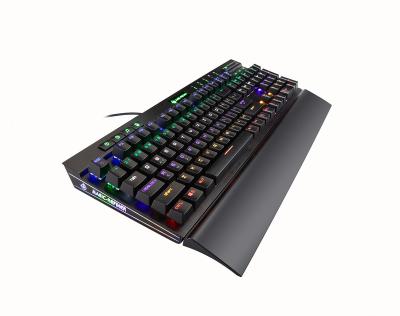 China Backlit Mixed 108 Keys Gaming Plug and Play Black Square Mechanical Keyboard with Blue Hand Support Switch for sale