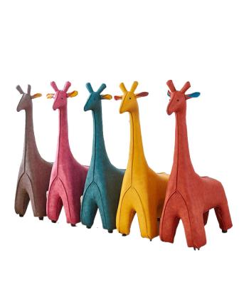 China New Giraffe Adjustable Lounge Cartoon Giraffe Red Animal Fawn Seat Shoe Stool Shoe Stool (The Other) for sale