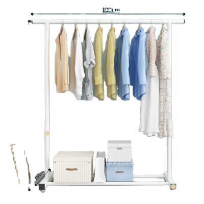 China (Others) Fashion Adjustable Clothes Rack Single Floor Bedroom Storage Balcony Drying Coat Rack for sale