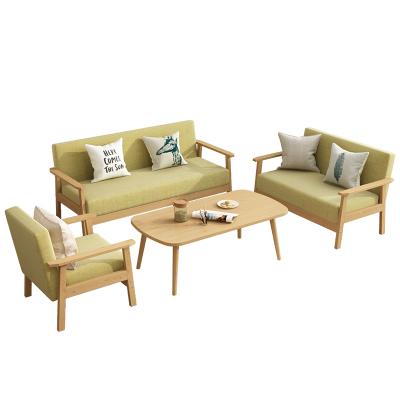 China Modern Three-Seat Fabric Sofa Modern Apartment Small Living Room Solid Wood Simple Sofa for sale