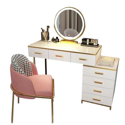 China (Height) adjustable dressing table with mirror and stool, vanity dressing table with step stool for sale