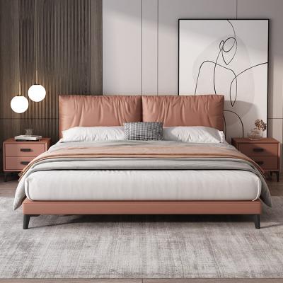 China Other Nordic Modern Minimalist Master Bedroom Light Luxury Faux Leather Double Bed Minimalist1.8M Double Bed Fabric Soft Bed for sale