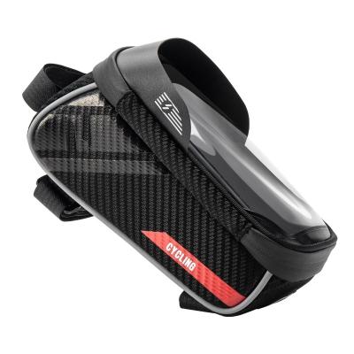 China Water Resistant Cycling PU Bag Phone Holder Bicycle Accessories MTB Bike Bag Waterproof Bag Top Tube Bicycle Bag Touch Screen Frame for sale