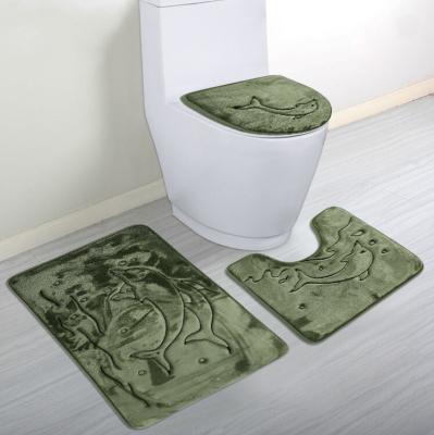 China Sustainable Memory Foam Three Piece Set Anti-Slip Bathroom Mat Factory Outlet for sale