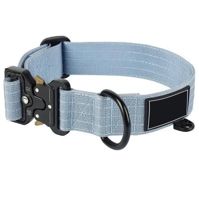 China Custom Wholesale High Quality Adjustable Tactical Nylon Webbing Dog Collar for sale