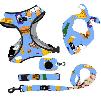 China Factory Wholesale Modern Custom Neoprene Padded Mesh Reversible Dog Harness Set Leash for sale