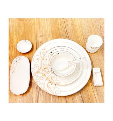 China Adult Bowl Dish Bone Dinnerware Set Hotel Ceramics Star Luster Color Set Viable Wing Three-Piece for sale