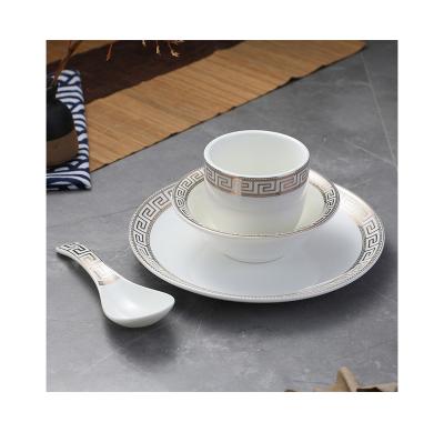 China Viable Wholesale Luxury Porcelain Dinner Dishes Dinnerware Gold Plated Set for sale