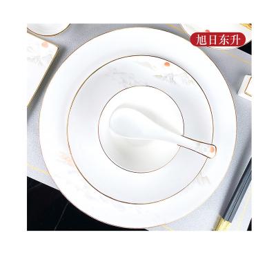 China Wholesale Viable Luxury Decorative Royal Rim Bone China 4pcs Dinnerware White Ceramic Dinner Set for sale