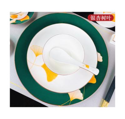 China Viable Promotional Luxury Fine Bone China Tableware Ceramic Plates Dishes Dinnerware Set for sale