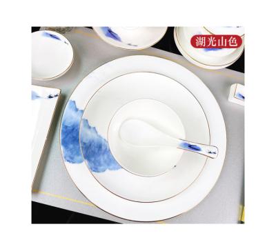 China New Sustainable Bone China 4 Pcs Embossed Gold Bone China Luxury Modern Dinner Porcelain Dishes Sets Tableware Russian Dinnerware for sale