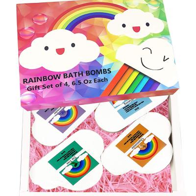 China Custom Wholesale Organic Colorful Rainbow Cloud Spa Home Spa Relaxation Fizzy Bath Bomb For Private Label for sale