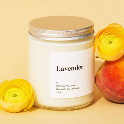 China Art Candle Private Label Christmas Handmade Lavender Scented Glass Candle Holders Soy Wax Candles for sale