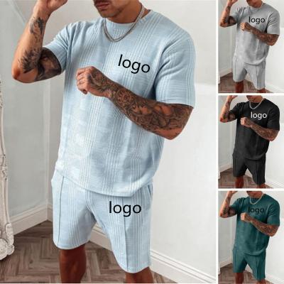 China Breathable custom logo tracksuit sweatsuit private label track sweat suit set summer men t-shirt shorts pants and short set for men buyer 6 for sale