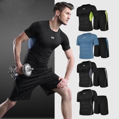 China Men's Running Sports Suit Breathable Leisure Fitness Shorts Quick-drying Tights Short Sleeve Jogging Suits 2 Pieces Training Suit for sale