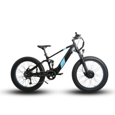 China BTN 2021 Double Battery 48V750W+750W Electric Hub Mountain Bike Full Suspension Standard Rear Fat Tire Electric Bike for sale