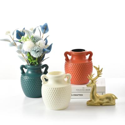 China New Products Simple Minimalist Creative Home Decor Flower Pattern Desktop Plastic Vase Small for sale