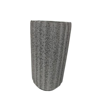 China Hot Products Modern Minimalist Tending Flower Arrangement Art Ceramic Handmade Flower Vase in Sand Black for sale