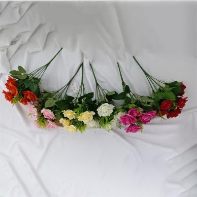 China Factory Restaurant Latest Fashion Home Office Decoration Multi Color 7 Roses Bouquet Artificial Flower for sale