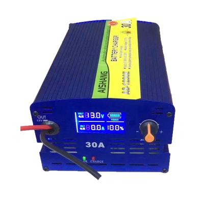 China LCD Screen Show Universal China Manufacture 12V 30A 12 Volt Smart Portable Four Phase Lead Acid Battery Charger With Didital Display for sale