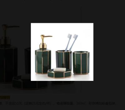 China Ceramic Double Soap Dispenser 300ml Hot Sale Bathroom Accessories Set Hotel Home Bathroom Soap Dispenser Accessories Set for sale