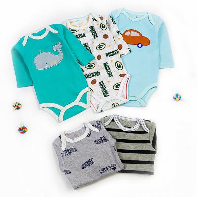 China Baby Boy Spring Clothes Romper 100% Cotton Knitted Autumn Footed Sleepsuit Quantity Custom Print Spandex Unisex Logo Item Time OEM for sale