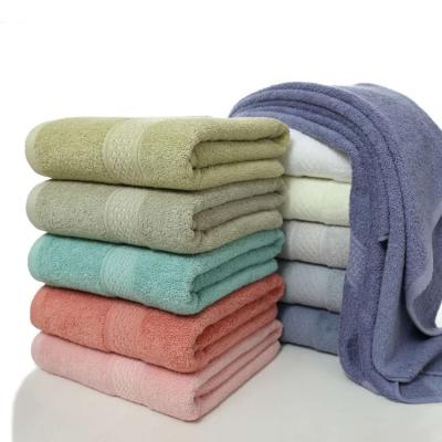 China Colorful Solid Bathroom Plain Bath Towels Cotton Adult Sustainable for sale