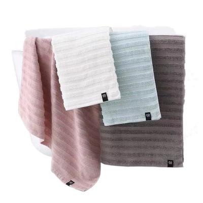 China factory wholesale cotton fabric plain striped modern simple brief concise style bath body towel for sale