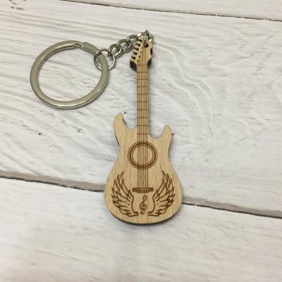 China China Music Wood Guitar Ring Key Chain Custom Key Chain Wood Key Chain for sale