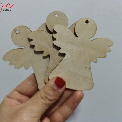 China Laser Cut Unfinished Christmas Wooden Christmas Angel Shape 10cm for sale