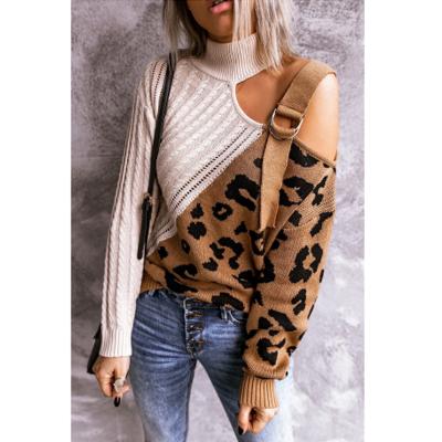 China Wholesale Anti Wrinkle Anti Wrinkle Winter Outfits For Women Sweaters 2021 Long Sleeve Leopard Sweater Drop Sweater For Women for sale