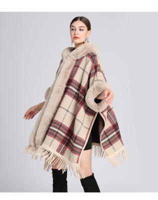 China wholesale Anti-wrinkle Anti-wrinkle fur collar shawl knitted cape OEM factory price cardigan coat for ladies for sale