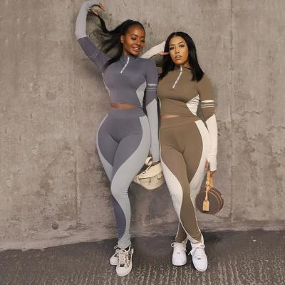 China Wholesale Anti Pilling Fashion Women Two Piece Sets Anti Pilling Autumn Winter Sportswear Half Zipper Tracksuits Pants 2 Piece Set For Women for sale