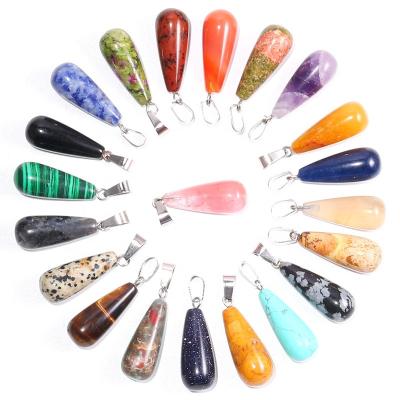 China Popular Fashion Natural Crystal Healing Necklace Stone Water Bead Pendants Drops Dangle Charms For Jewelry Making for sale