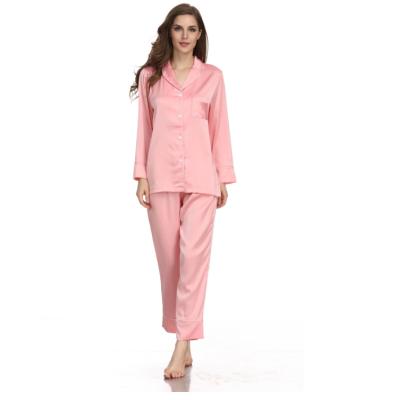 China Luxury Soft QUICK DRY Pajamas Women's Elegant Satin Loungewear Sleepwear Set Pajamas With Printed Design Long Sleeve For Women Home Wear for sale