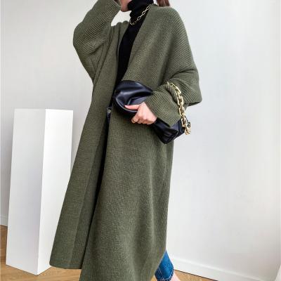 China 2022 new leisure fashion autumn and winter women's long sweater coat breathable solid color warm, easy to match with temperament tall for sale