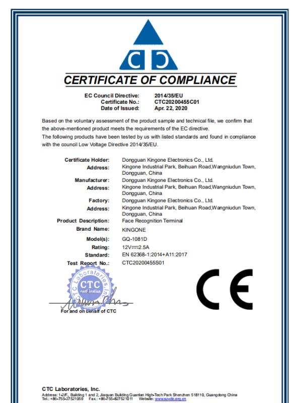 CE - Dongguan Kingone Electronics Co., Ltd.