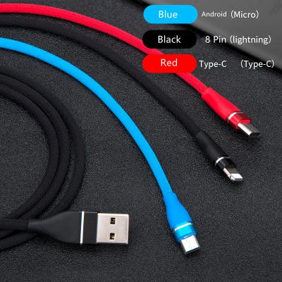 China Fast Charging Speed ​​1.2M Portable 3A 3 in 1 Standard Charging USB Cable for 3 Color IOS Type C Android for sale