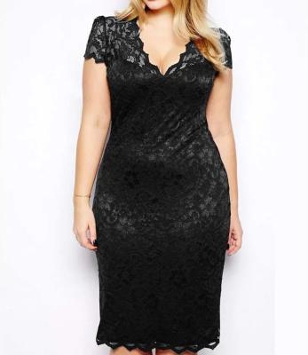 China 2021 summer style hot women's lace v-neck ladies anti-static plus size dress for sale