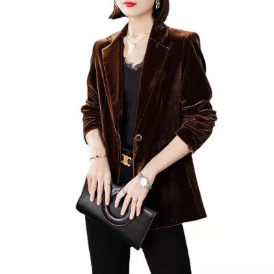 China Hot Selling Anti-wrinkle Autumn/Winter Fashion Retro Velvet Loose And Slim Jacket Women's Suit Blazer for sale