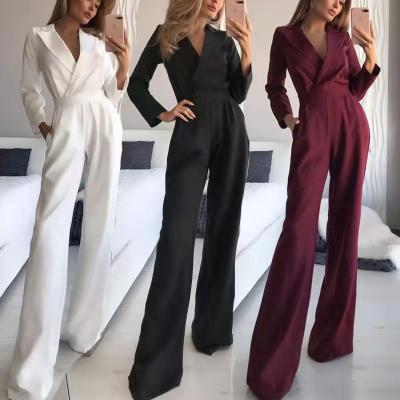 China QUICK DRY Women's Overalls V-Neckline Solid Color Long Sleeve Slim Overalls for sale