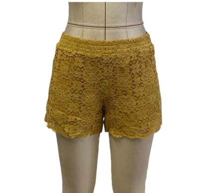 China Anti-wrinkle Fashion Ladies Shorts Nylon Flower Net Women Casual Shorts for sale