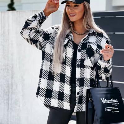 China Anti-wrinkle Autumn/Winter Women's Fashion Casual Houndstooth Print Coat All-match Jacket for sale