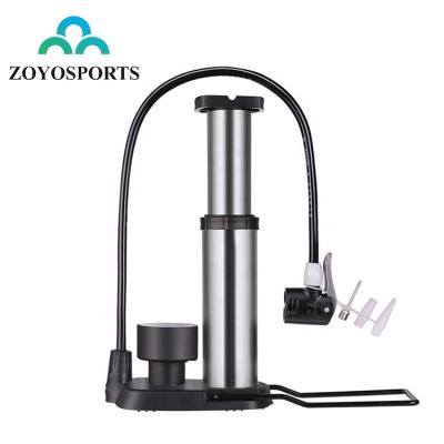 China ZOYOSPORTS Mini Aluminum Alloy Bicycle Foot Aluminum/Alloy Compressor With Pressure Gauge Portable Floor Bike Pump for sale