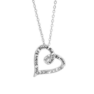 China Trendy Heart Necklace Stainless Steel Chain Crystal Women Girls Sisters Friendship Jewelry Pendant Gift for sale