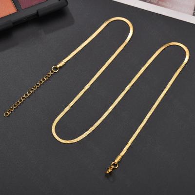 China TRENDY Gold Color Unisex Fishbone Choker Necklace Women Stainless Steel Chain Snake Chain Necklace For Women Jewelry for sale