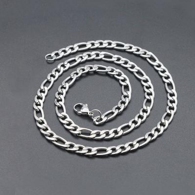 China 2022 CLASSIC Long Classic Figaro Necklace Men Stainless Steel Necklace Men's Chain Width 4MM Hip Hop Jewelry Gift for sale