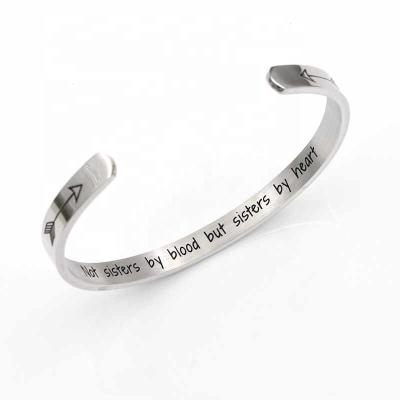 China CLASSIC Fashionable Sister Bangle Bracelet Stainless Steel Cuff Bracelets Friendship Jewelry For Women Girls for sale