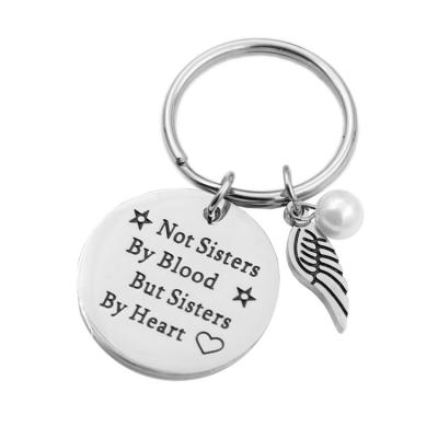 China Everyday Life Best Friends Key Chain Sisters Not By Blood But Sisters By Heart Keychain Friendship Jewelry Gift For Women Girls for sale